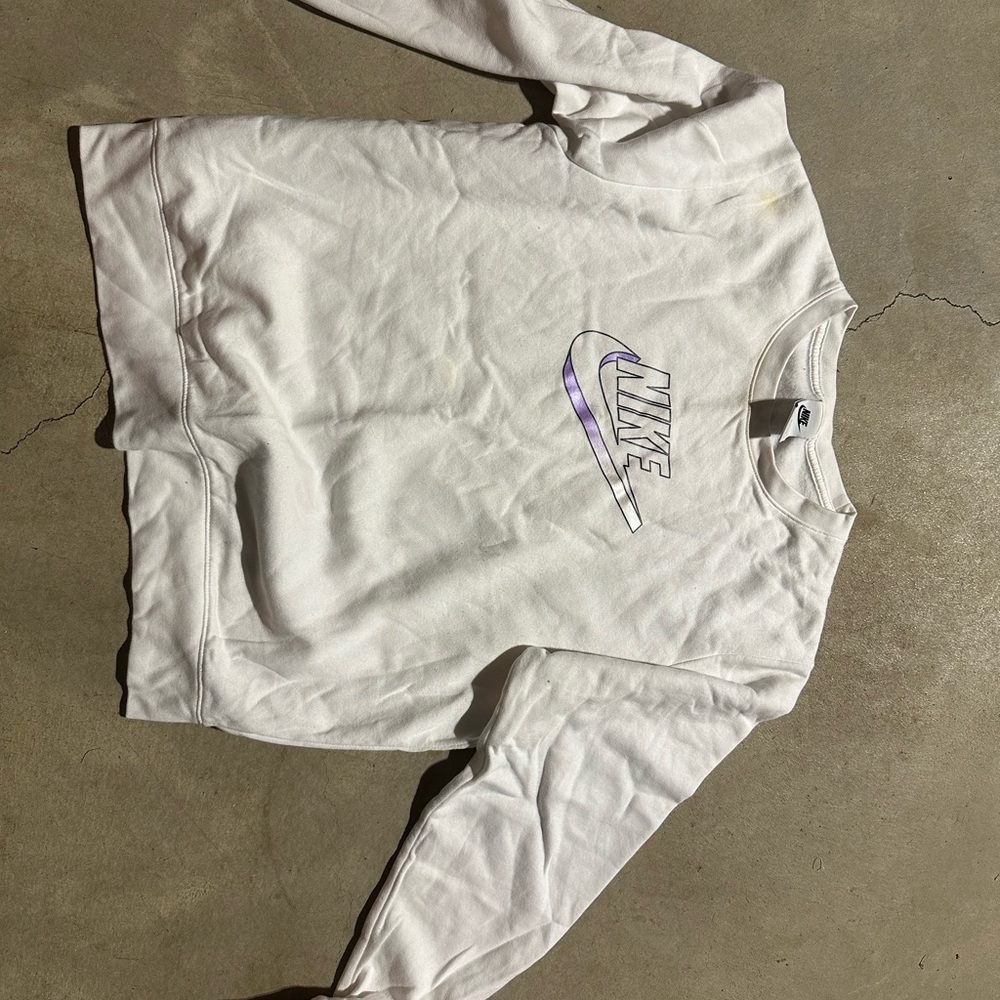 Nike White and Gray Logo Sweatshirt